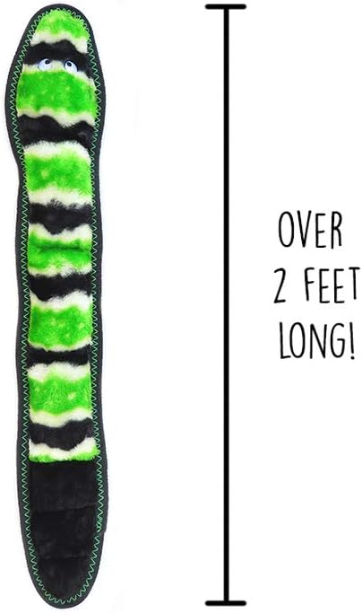 ZippyPaws - Z-Stitch Snake, Extra Tough No Stuffing Dog Toy with Squeaker - Green, Medium