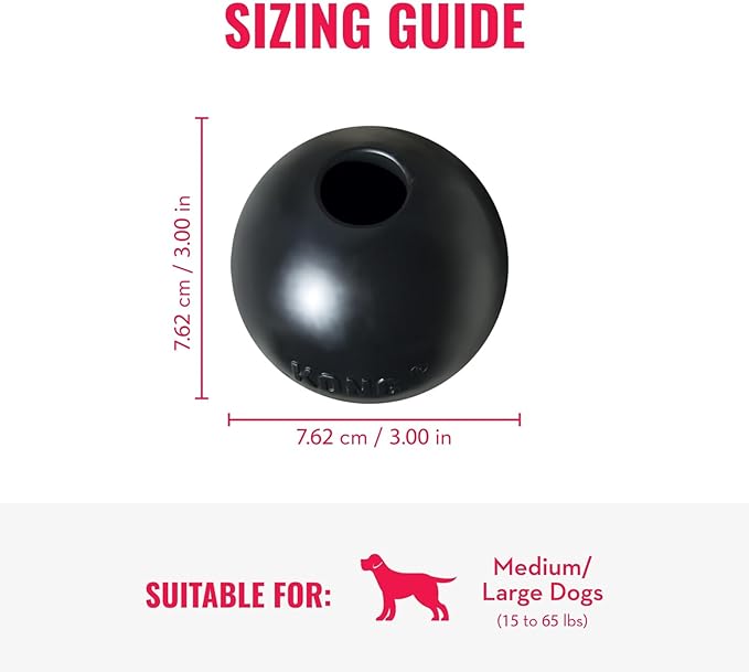 KONG Extreme Ball with Hole - Fetch Toy - Durable Dog Toy for Training, Interactive Playtime & More - Natural Extreme Rubber Ball - Black - for Large/Medium Dogs