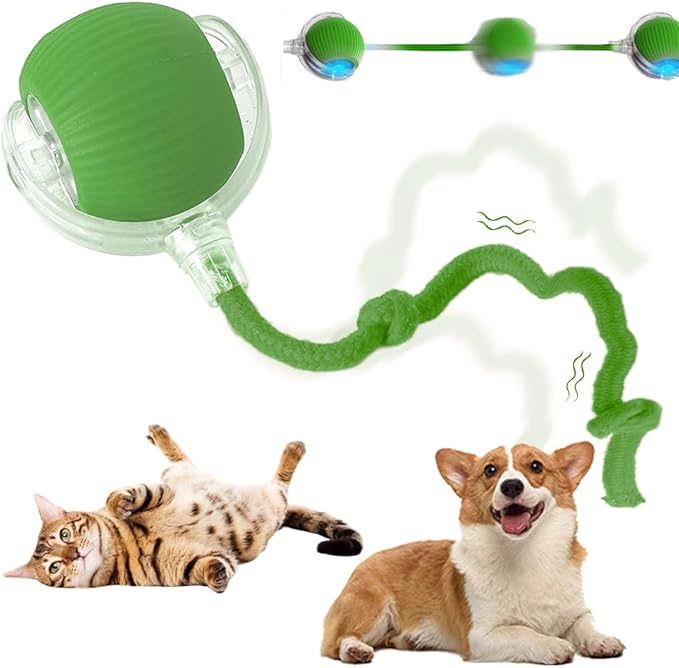 ROWPOZ Interactive Rolling Cat Dog Ball, 2025 Upgraded Automatic Dog Toy Interactive Cat Toys 360° Smart Rolling Ball Toy Electric Balls for Dog/Cat (Green)