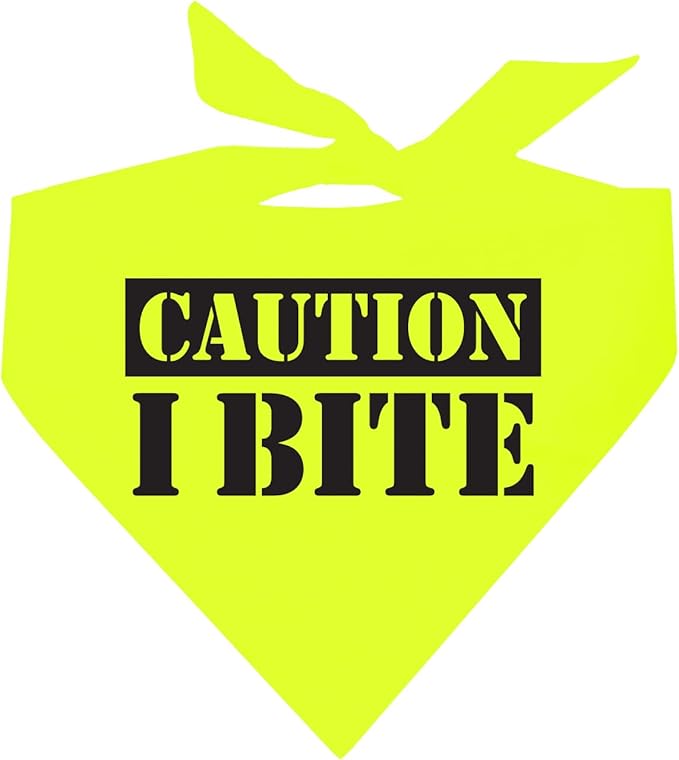Caution I Bite Dog Bandana (Neonyellow, OS 836)