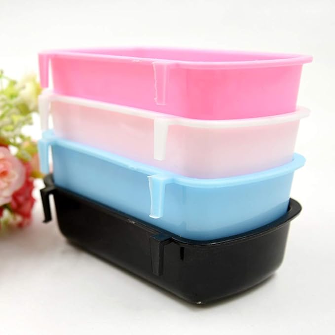 Small Pet Feeding Dish for Case Food Bowl with Hooks Cup Bird Cage Water Bowl for Birds Hamster Puppy Rabbi Black Plastic