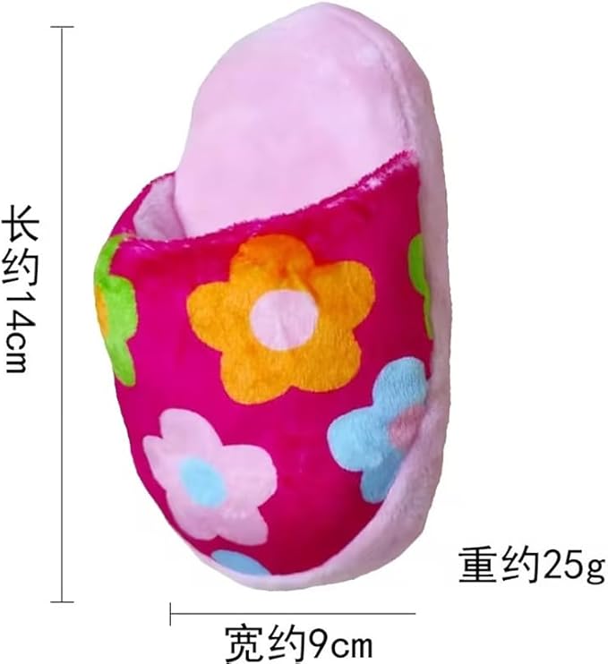 1Pcs Pink Cute Pet Puppy Dog Cat Slipper Shape Plush Chew Play Toy Flip-Flops Squeaky Toys Dog Squeak Toys,Keep Them Busy Durable Teething Shoe Interactive Squeaky Puppy Toy,Small,Pet Products