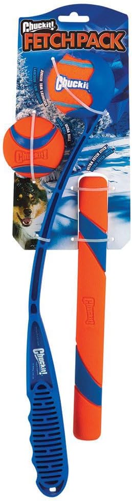 Chuckit! Fetch Pack - Chuck It Dog Ball Launcher 18 M, Tennis Ball, Ultra Rubber Ball and Ultra Fetch Stick Dog Gifts, Dog Toys Indestructible Dog Ball Thrower Launcher