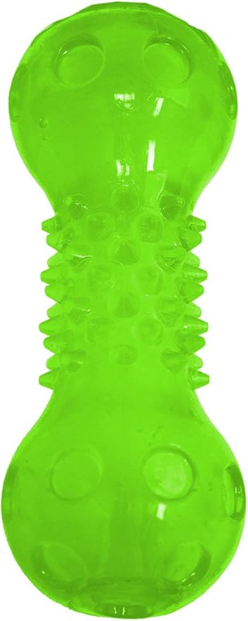 Hyper Pet Dura-Squeaks Barbell Interactive Fetch Dog Toy with Squeaker Made with Sturdy TPR that Floats in Water (Pack of 2)