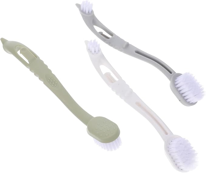 Abaodam Pet Cage Cleaning Brush Set 2 Heads Long Handle Brush for Dog Bird Cage Gentle Bristles for Pet Enclosures