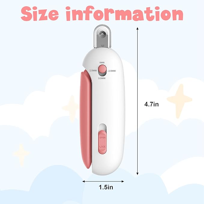 Wanheart Cat Nail Clipper with Safety Guard & Catcher, Adjustable Trimmer with Hidden File, Claw Clippers for Indoor Kittens Small Pets (Pink)