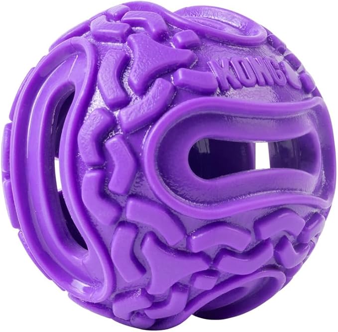 KONG Squeezz Flex Ball – Flexible Treat & Chew Holder for Dogs – Interactive Dog Toy for Fetch, Floating, & Travel – Holds Treats, Chews, & Bully Sticks (Small/Medium)