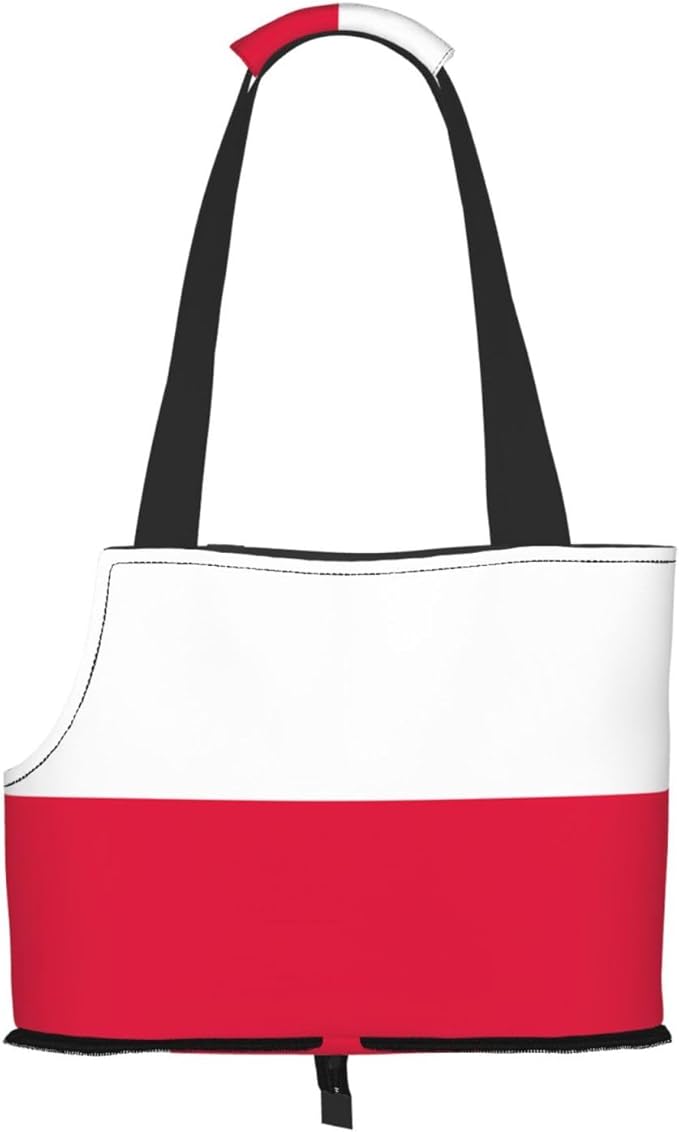 Foldable Pet Carrier Sling - Waterproof Small Dog & Cat Travel Polish Flag Tote with Safety Hook for Hiking