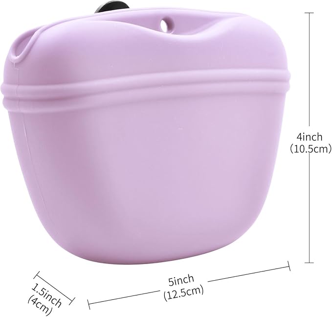 AUDWUD Silicone Dog Treat Pouch,With Dog Training Clicker,Clip on Portable Training Container,Convenient Magnetic Buckle Closing and Upgraded Waist Clip for Enhanced Stability