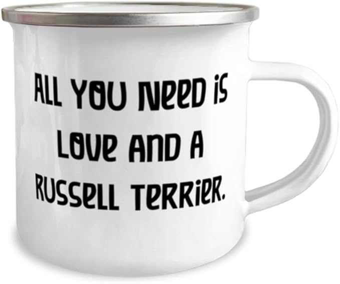 Special Russell Terrier Dog Gifts, All You Need is Love and a Russell, Cool 12oz Camper Mug For Pet Lovers, From Friends, Pet toys, Cat toys, Dog toys, Pet food, Cat food, Dog food