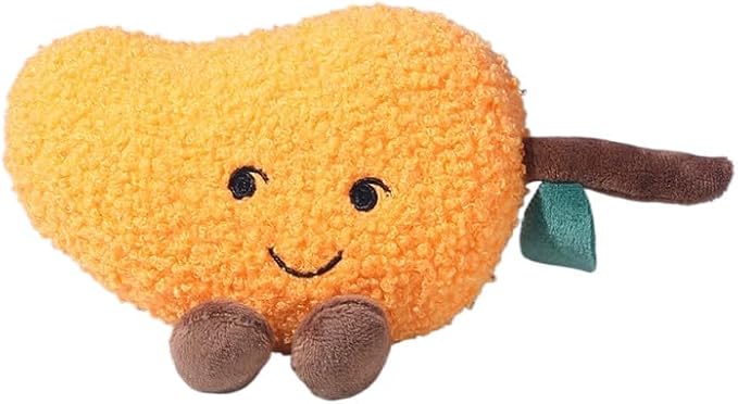 Plush Fruit-Shaped Pet Toy – Durable Squeaky & Bite-Resistant Dog and Cat Chew Toy for Teething and Self-Play (Mango)