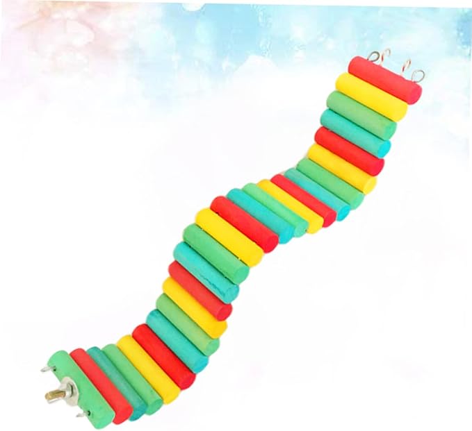 Happyyami 1pc Colorful Parrot Ladder Natural Wood Climbing Toy for Hamsters and Pets Exercise Bridge Safe and Sturdy Design for Bird Cages and Pet Accessories