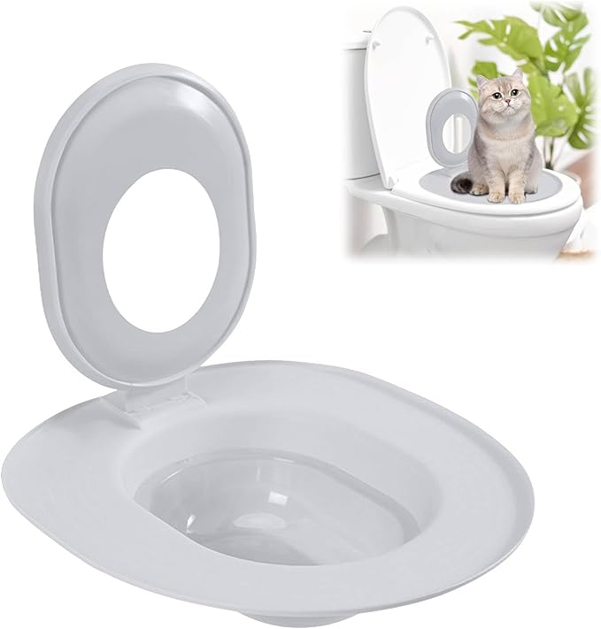 Cat Toilet Seat Training Kit,Reusable Plastic Trainer for Pet Cleaning,Removable Pet Toilet Training System,Portable Trainer for Home Pet Shop Pet Care,Easy Installation,Stable and Durable (Grey)