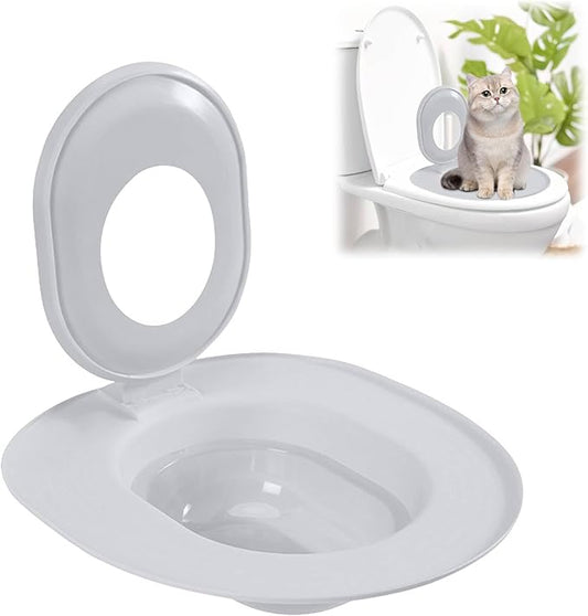 Cat Toilet Seat Training Kit,Reusable Plastic Trainer for Pet Cleaning,Removable Pet Toilet Training System,Portable Trainer for Home Pet Shop Pet Care,Easy Installation,Stable and Durable (Grey)