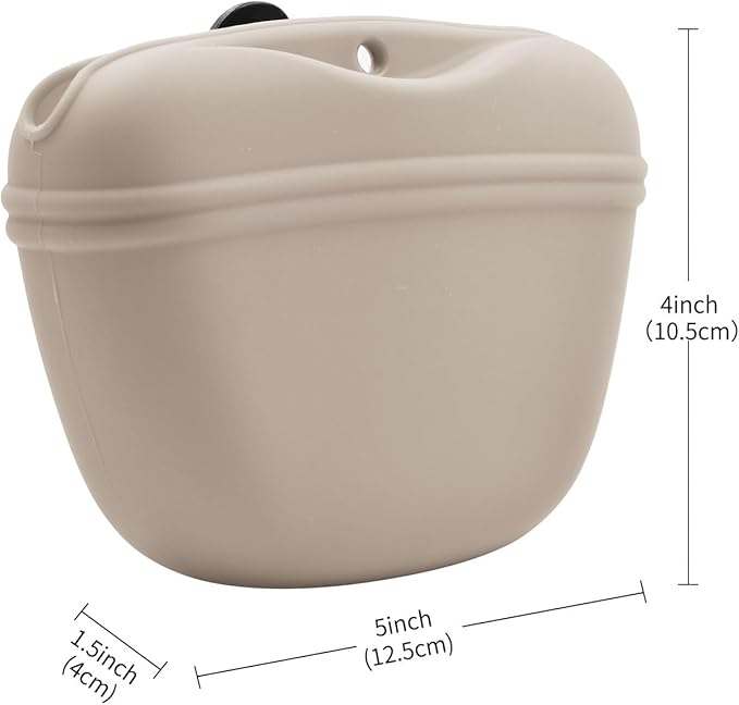AUDWUD Silicone Dog Treat Pouch,With Dog Training Clicker,Clip on Portable Training Container,Convenient Magnetic Buckle Closing and Upgraded Waist Clip for Enhanced Stability