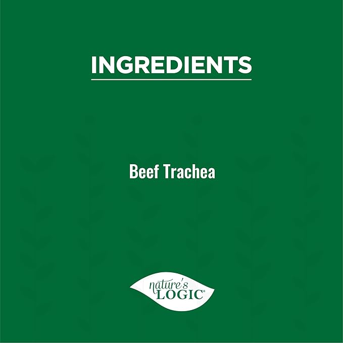 Nature's Logic Beef Trachea Dog Chew Treat - 100% USDA Prime Beef, All Natural Single Ingredient Dog Snack - Promotes Dental Hygiene - High Protein, Carnivore Recreation - Beef Trachea Treat, 1lb