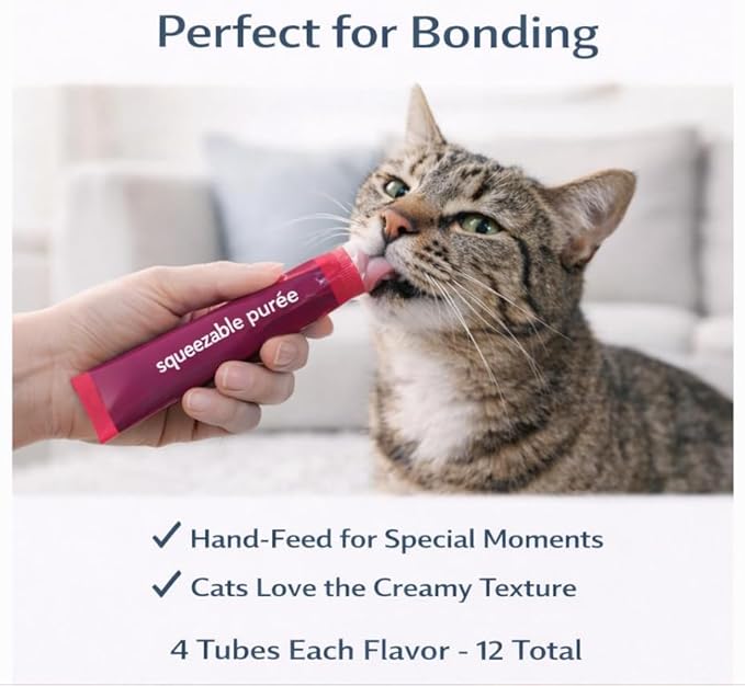 Lickable Cat Treats Squeezable Variety Pack Chicken Tuna Salmon Puree Tubes (12 x 0.5oz) | Grain Free Creamy Wet Treats for Picky Eaters Kittens Adults High Protein Food Topper