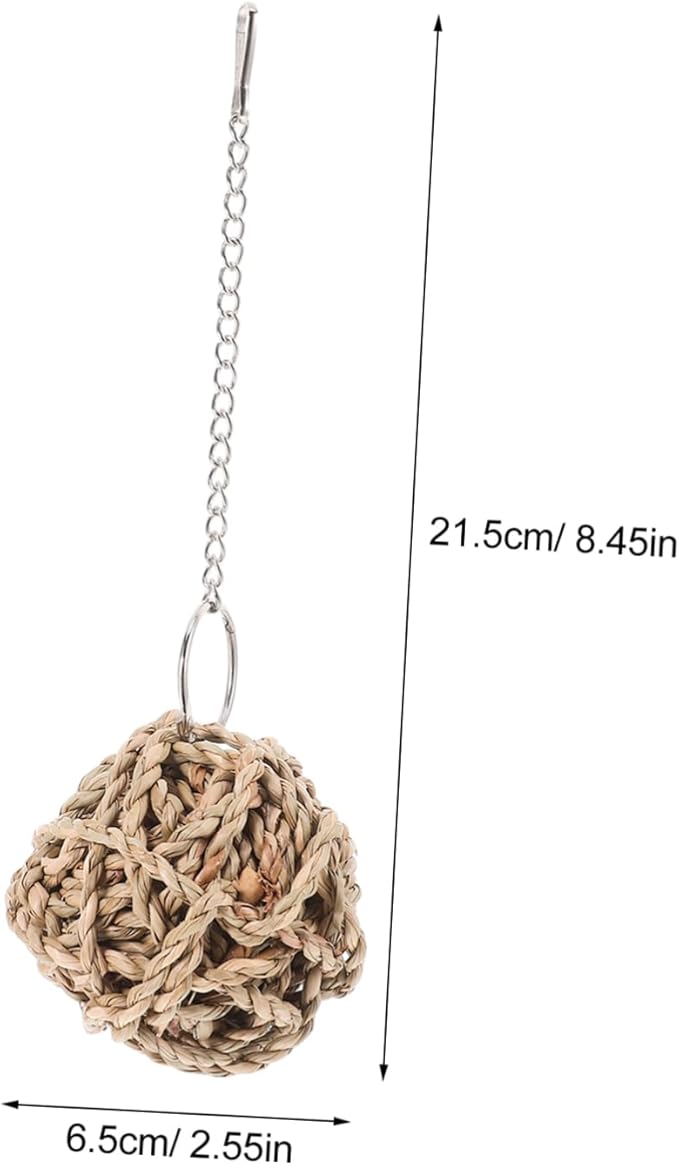 UKCOCO 3Pcs Parrot Chewable Rattan Ball Set Engaging Bird Cage Accessories for Cockatiels Parakeets and Pets Safe and Easy to Clean Chewing