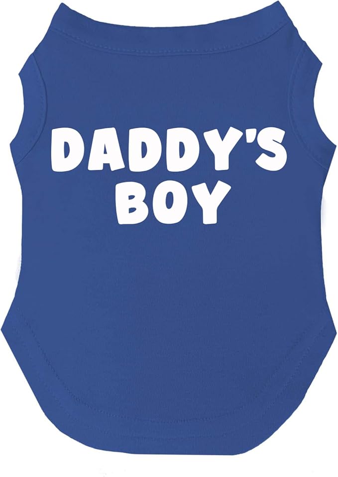 Daddy's Boy Father's Day Dog Tee Shirt | Sleeveless | Sizes for Puppies, Toys and Large Breeds (Royal Blue, 4X-Large 943)