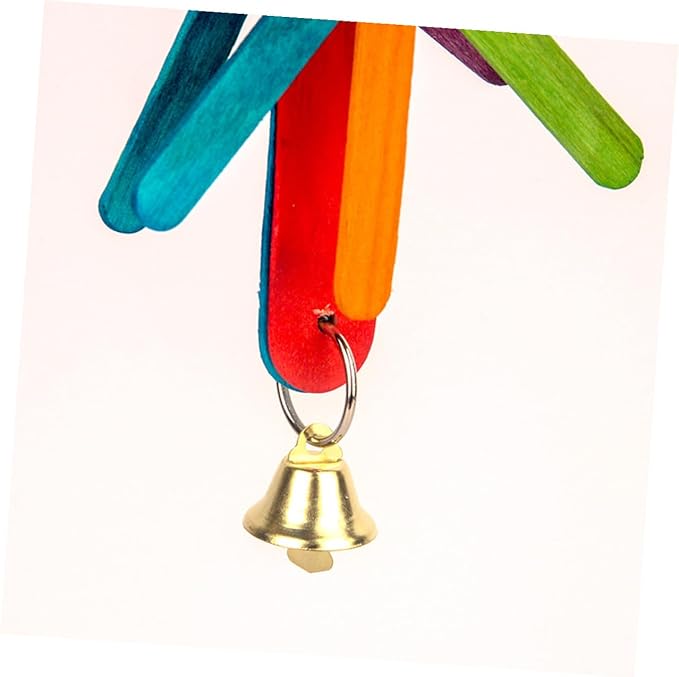Kisangel 2pcs Parrot Bite Colorful Block Chewing String Pendant for Teeth Grinding and Beak Exercise Hanging Bird Cage Accessory for Parrots and Small Birds