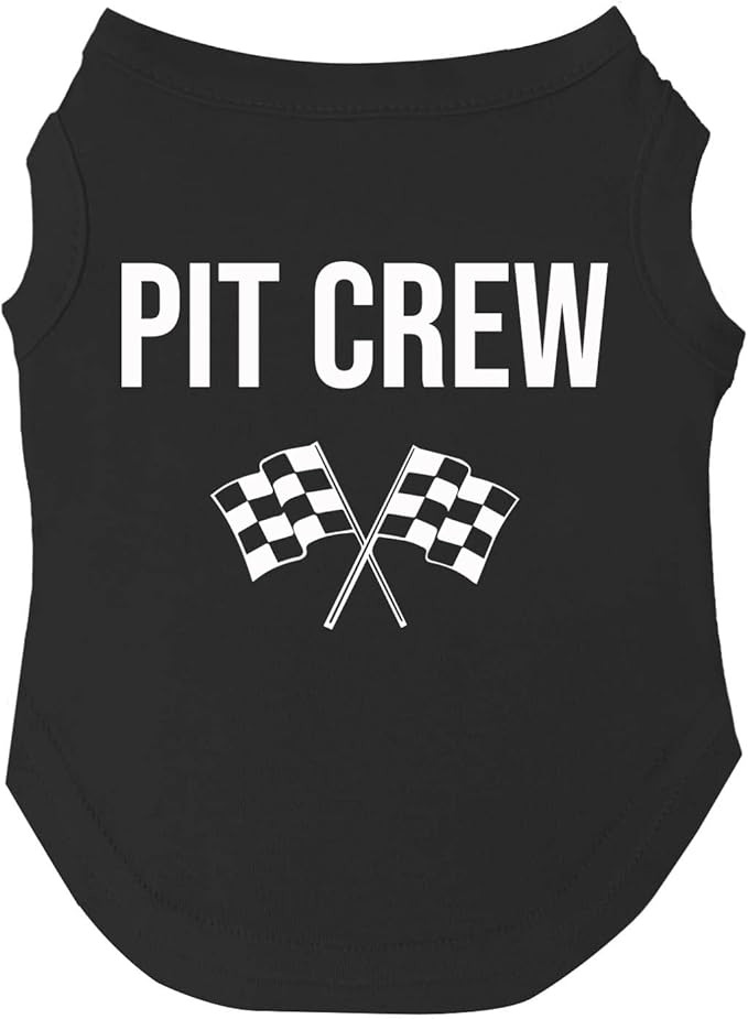 Pit Crew Dog Tee Shirt | Sleeveless | Racing | Motor Sport Fan | Trackside | Fast Lane | Birthday (Black, 4X-Large 49)