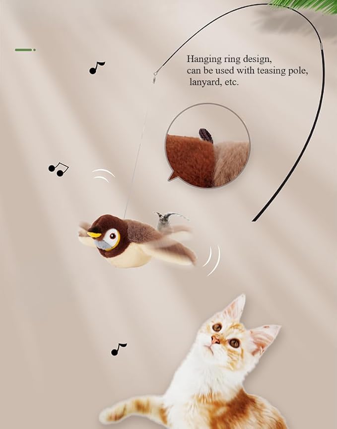 OMEM Pet Swinging Sparrow USB Charging Simulated Animal Call Vibration Induction Teasing Cat Cat Smart Toy