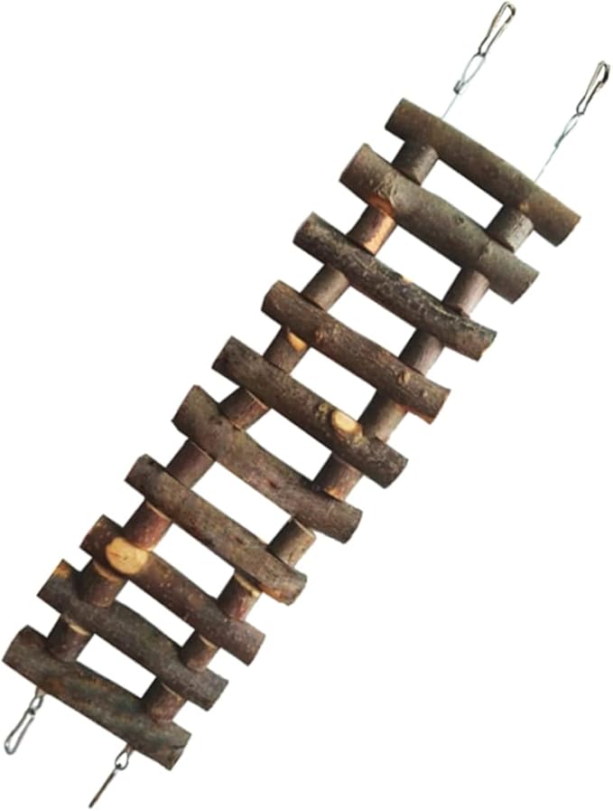 BESPORTBLE Hamster Wooden Ladder for Parakeets Natural Climbing Toy for Birds Pet Bird Cage Accessories Hook for Exercise and Play Stimulates Motor Skills and Keeps Pets Active