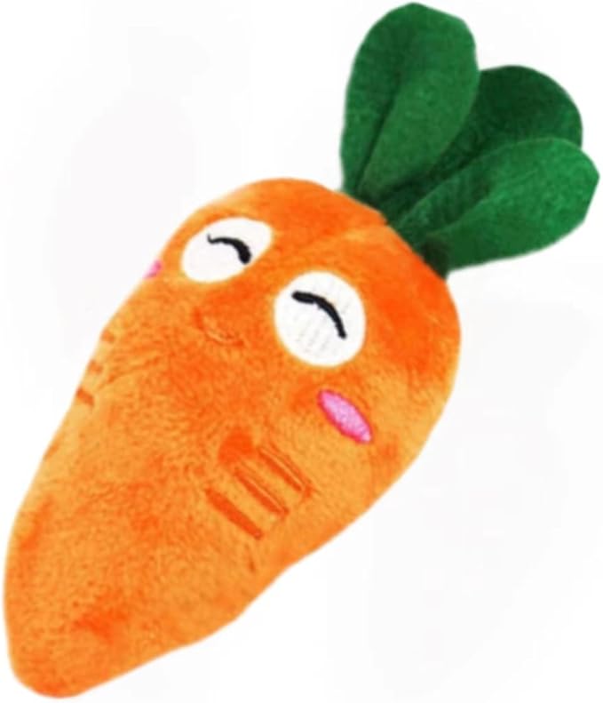 Katartizo 1 Pack Orange Soft Puppy Pet Supplies Cute Carrot Plush Chew Squeaker Sound Squeaky Toys for Dog Cat Birthday Xmas Gifts