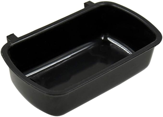 Small Pet Feeding Dish for Case Food Bowl with Hooks Cup Bird Cage Water Bowl for Birds Hamster Puppy Rabbi Black Plastic