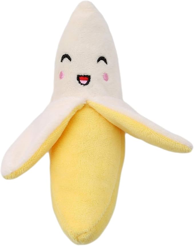 Smiling Face Banana,Pet Plush Toys Puppy Interactive Training Chewing Squeaky Dog Toy for Dogs Cats Puppies, Pet Supplies 15 * 6cm (ZS604)