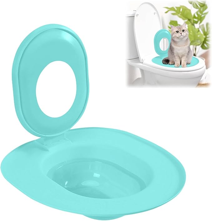 Cat Toilet Seat Training Kit,Reusable Plastic Trainer for Pet Cleaning,Removable Pet Toilet Training System,Portable Trainer for Home Pet Shop Pet Care,Easy Installation,Stable and Durable (Blue)