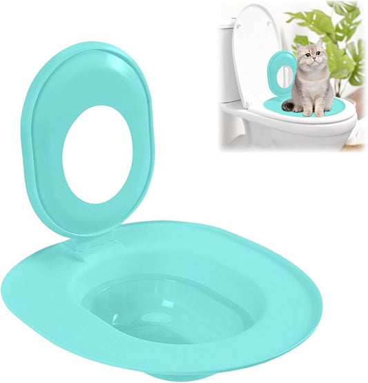 Cat Toilet Seat Training Kit,Reusable Plastic Trainer for Pet Cleaning,Removable Pet Toilet Training System,Portable Trainer for Home Pet Shop Pet Care,Easy Installation,Stable and Durable (Blue)