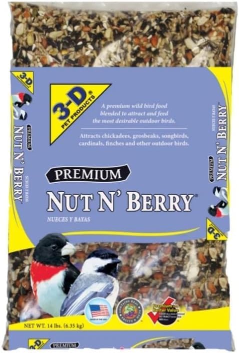 3~D Pet Products Premium Nut N' Berry Blend Dry Wild Bird Food, 14 Lb., Does Not Contain Fillers ~ 1 Pack.