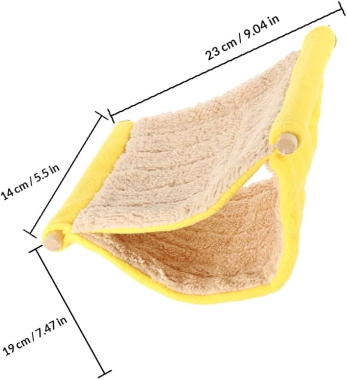 Small Animal Hammock Dual Layer Hanging Plush Nest Pet Bed for Hamsters Squirrels Birds Cage Accessories Yellow Cozy Sleeping Hut