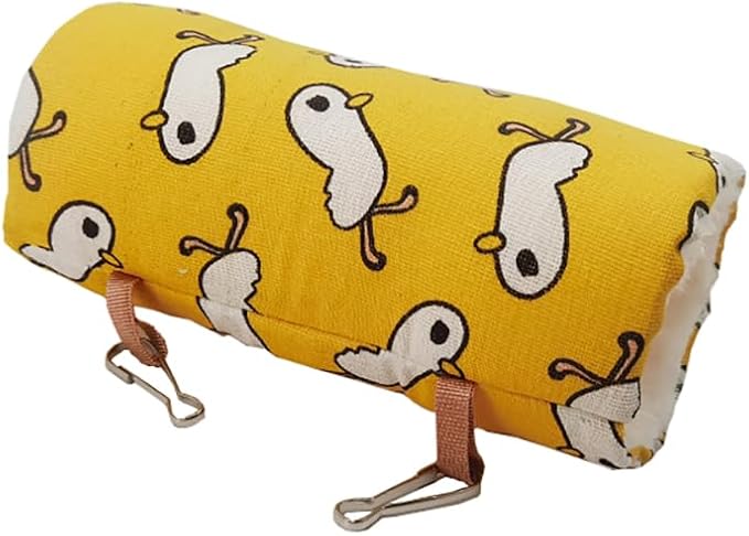 2 Pack Hammock Warm Plush Tunnel Birds Cage Accessories for Small Pet Parrot Hamster (Small, Yellow)