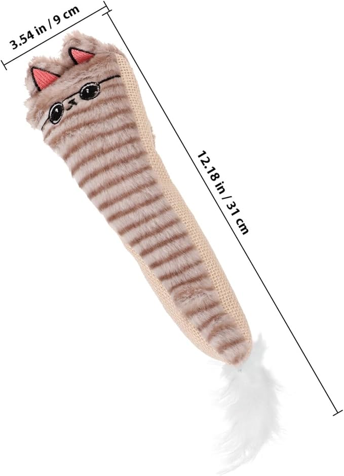 Catnip Plush Cat Chew with Crinkle Paper, Sisal Material Interactive Teething Chewing for Indoor Cats and Kittens, Funny Gray Catnip Stuffed