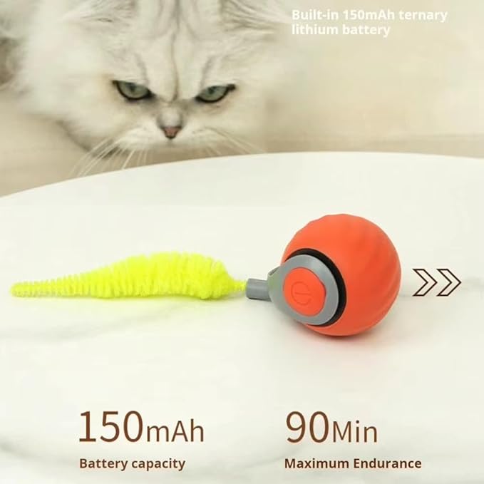Bytewave Speedy Tail 3.0 is a Smart, Rolling cat Toy with 360° Motion, Feather Tails, and USB Charging. Two Modes Keep Indoor Cats Active, Entertained, and Engaged. Includes red and Blue Balls.