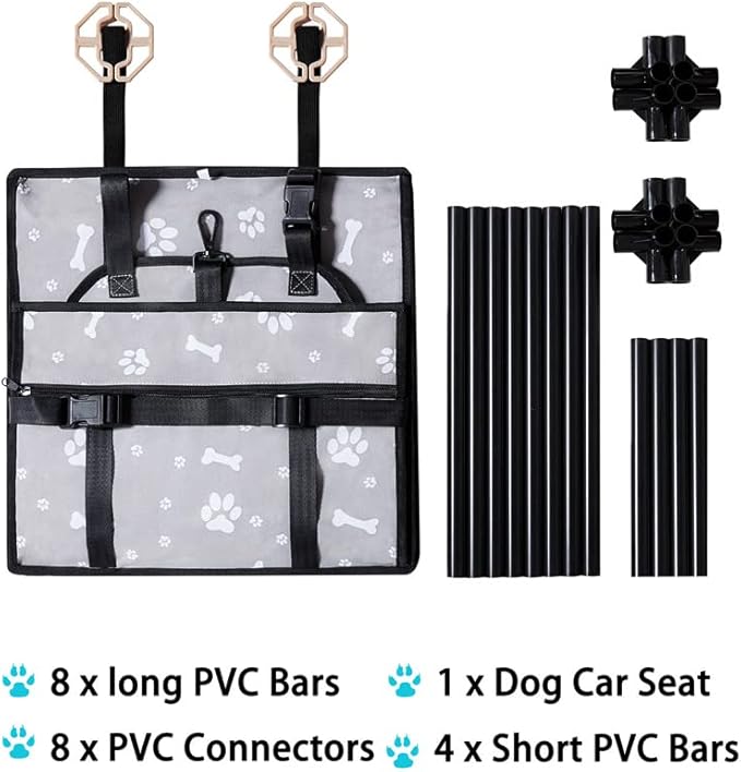 GENORTH Dog Car Seats for Small and Medium Dogs,Portable Puppy/Pet Car Booster Seat with Clip-On Leash and Mesh Window for Pet Up to 20 lbs