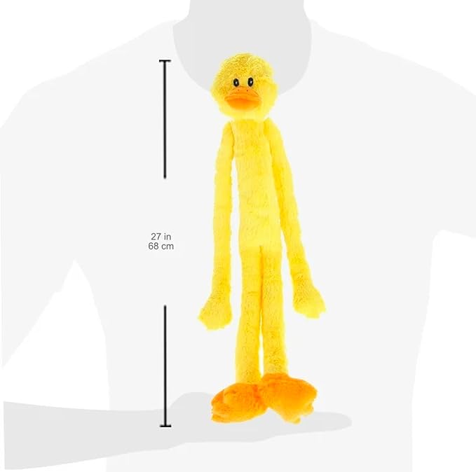 Large Extra Long Legs Over Sized Plush Animal Themed Dog Toys 27 inch Multiple Squeakers (Yellow Duck)