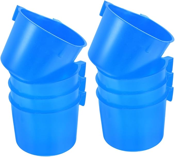 SUPVOX 8pcs Hanging Bird Cage Cups for Small Pets Durable Rabbit Feeding Bowl and Water Dispenser Easy to Install and Remove for Rabbits Chickens and Other Small Animals Blue