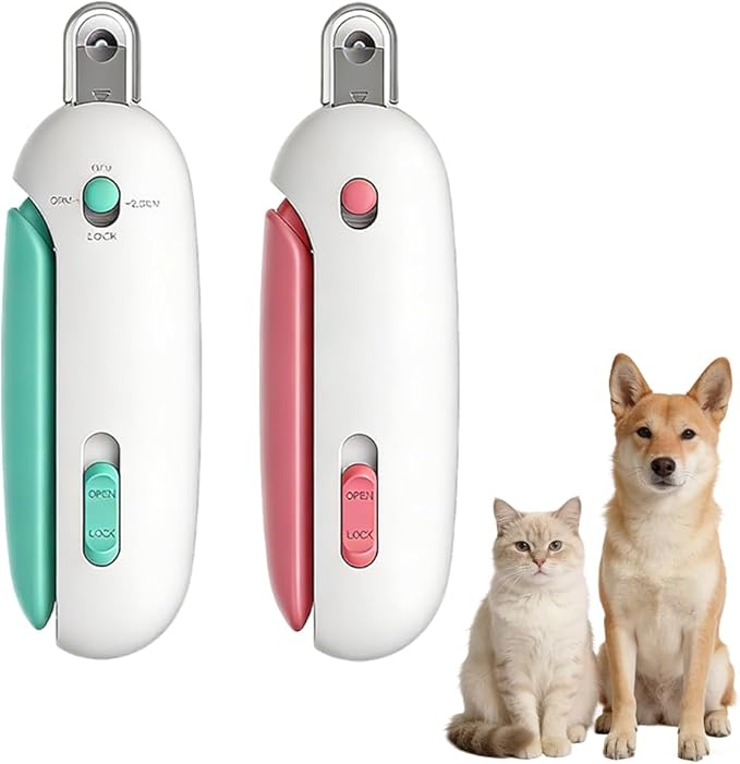 2 Pack Cat Nail Clipper with Light,Adjustable Nail Trimmer,Nail Clipper for Cats and Dogs with Catcher,Safe Cat Claw Clippers for Indoor Cats,Professional Cat Nail Trimming Supplies & Grooming Kit