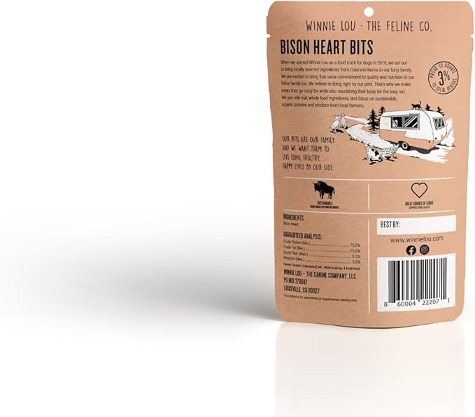 Winnie Lou The Canine Co. Bison Heart Bits Cat Treats (Bison Heart)