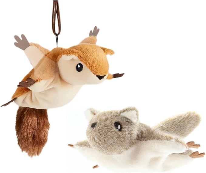 Interactive Rechargeable Flying Bird Cat Toy, Interactive Chirping Bird Wings, Flapping Bird Cat Toy, Chirping Birds Cats Toys for Bored Cats (D-Squirrel+Mouse)