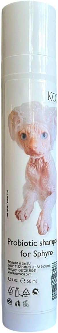 Probiotic Shampoo for Sphynx Cats — Gentle Sulfate-Free Formula for Sensitive Skin, Hairless Breeds & Kittens, pH-Balanced, 50 ml / 1.7 fl oz