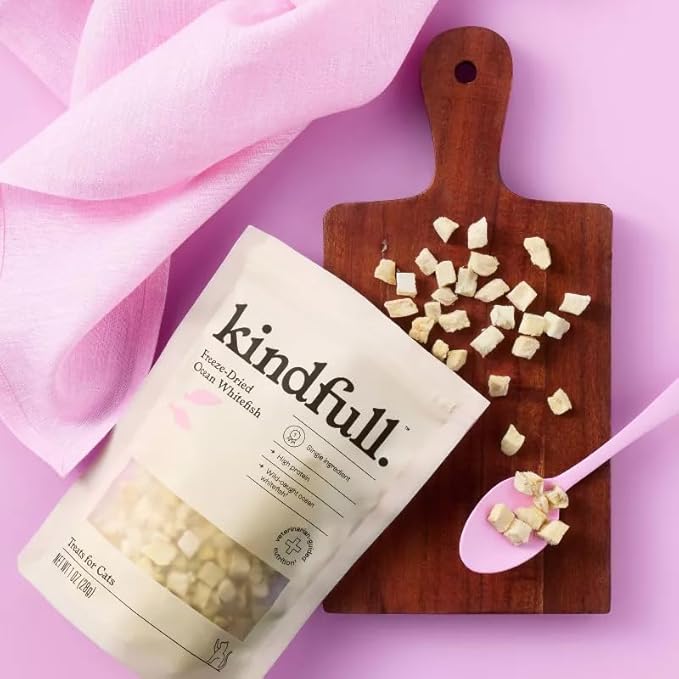 Kindful Whitefish Flavor Freeze-Dried Cat Treats, Single Ingredient, High Protein, 1 oz