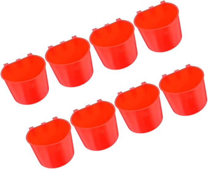 Kisangel 8pcs Hanging Rabbit Food Bowl and Water Cup Set Durable PET Feeding Bowls for Small Animals for Bird Cages and Chicken Easy to Install 8.3x8.3x6cm