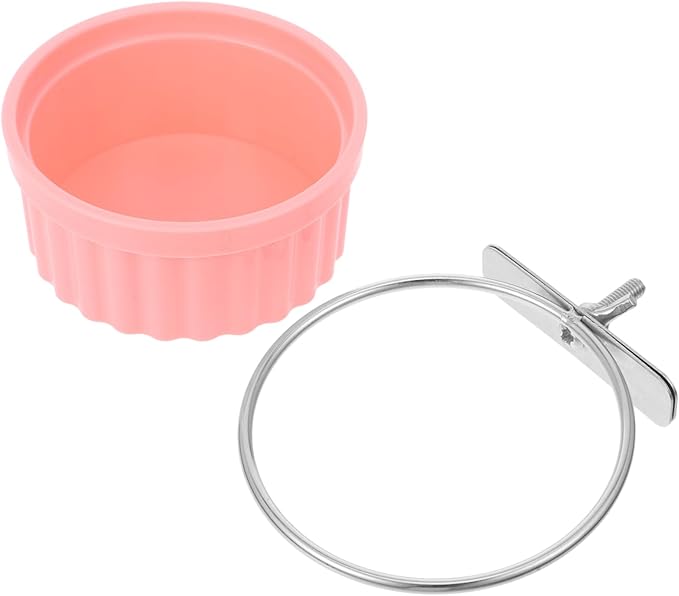 SUPVOX Bird Feeding Dish Cup Stainless Steel Parrot Food Bowl Clamp Holder for Bird Cage Easy to Install and Clean for Parakeets African Conures and Lovebirds