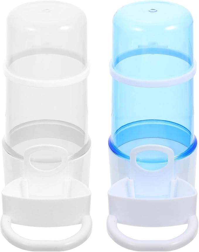 2pcs Automatic Bird and Hamster Food Dispenser Water Feeder, Plastic Cage Accessory for Parrots, Parakeets, and Small Pets, Blue, Suitable for Large Bird Cages