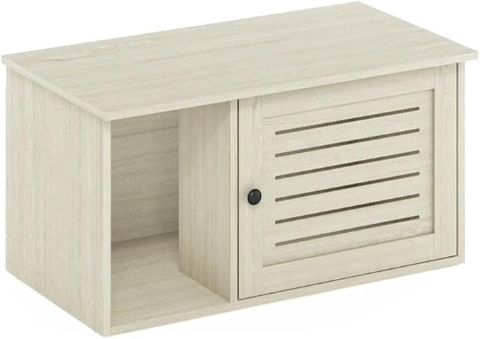 Furinno Peli Farmhouse Hidden Cat Litter Box with Divider, White Wash