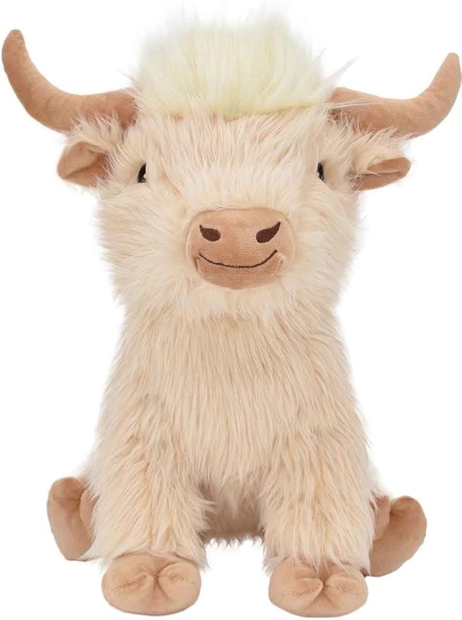 Multipet Highland Cow Plush Dog Toy 2-Pack – Soft Squeaky Farm Animal Toy for Dogs – Assorted Colors (14")